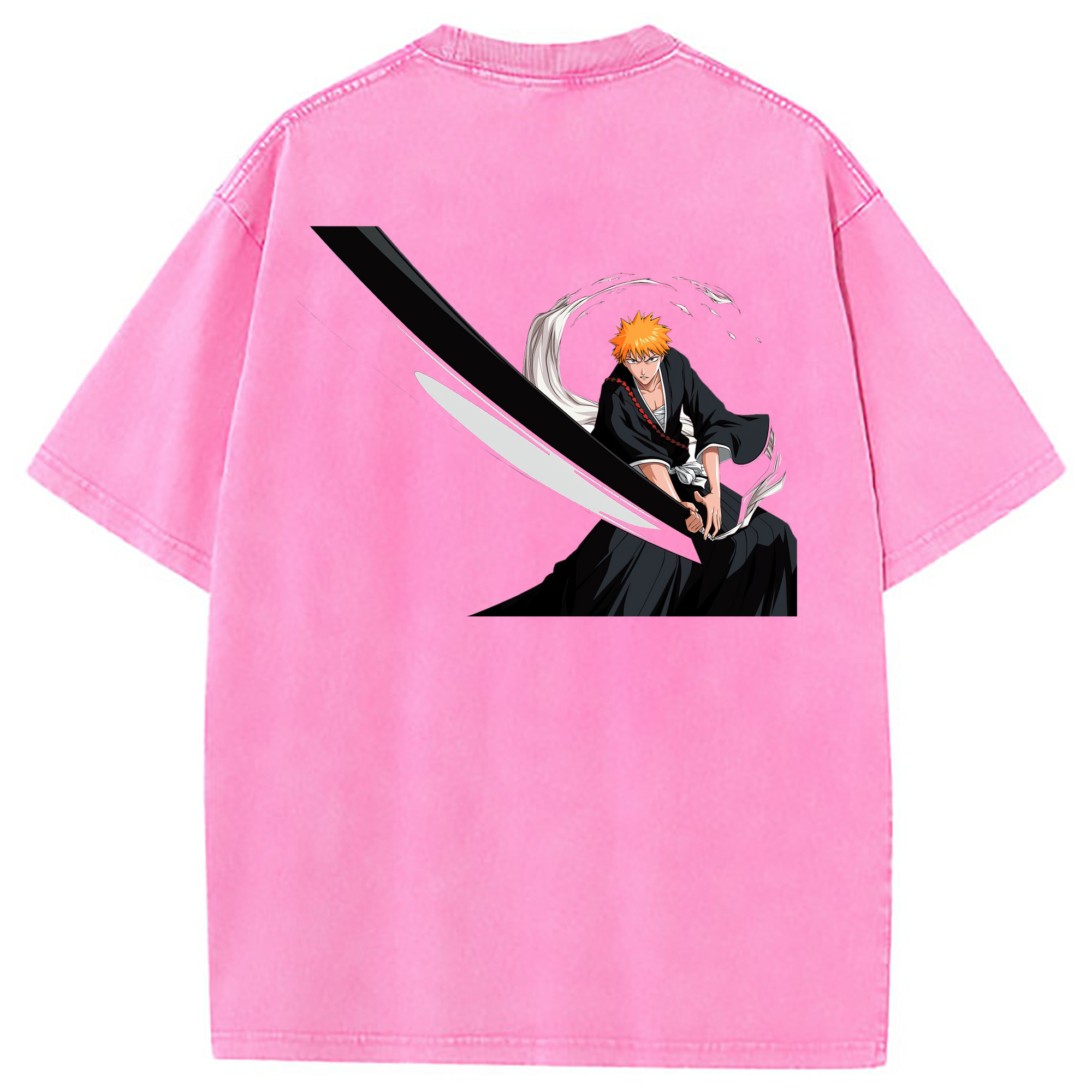 （画像用） ブリーチ 黒崎一護（くろさき いちご）BLEACH Kurosaki Ichigo 綿100% ヴィンテージ風 半袖Tシャツ（背面プリント）